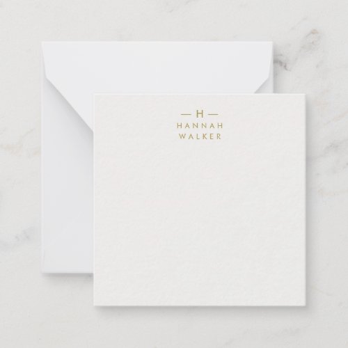 Monogram Gold Gray  Minimalist Elegant Modern Note Card