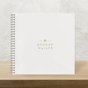 Monogram Gold Gray | Minimalist Elegant Modern Notebook