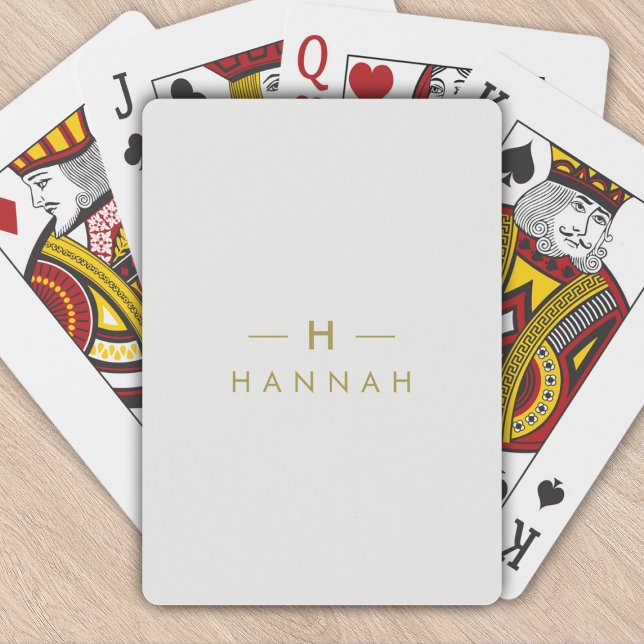 Monogram Gold Gray | Minimalist Elegant Modern Poker Cards (Creator Uploaded)