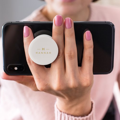 Monogram Gold Gray  Minimalist Elegant Modern PopSocket