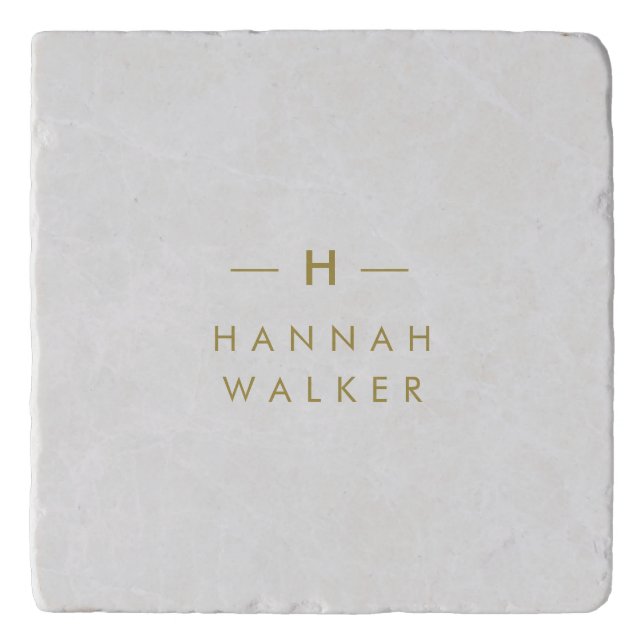 Monogram Gold Gray | Minimalist Elegant Modern Trivet (Front)