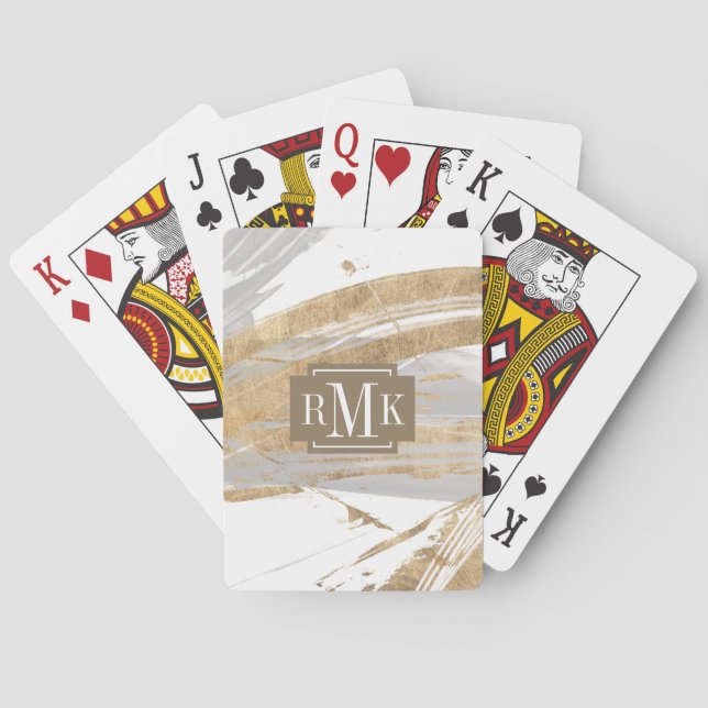 Monogram | Gold & Gray Poker Cards (Back)