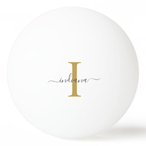 Monogram Gold Gray Script Name Modern Family Ping Pong Ball