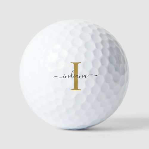 Monogram Gold Gray Script Name Modern Family Sport Golf Balls