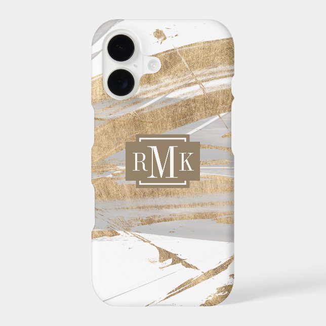 Monogram | Gold & Grey Iphone Case (Back)