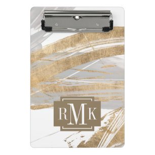 Monogram Gold & Grey Mini Clipboard