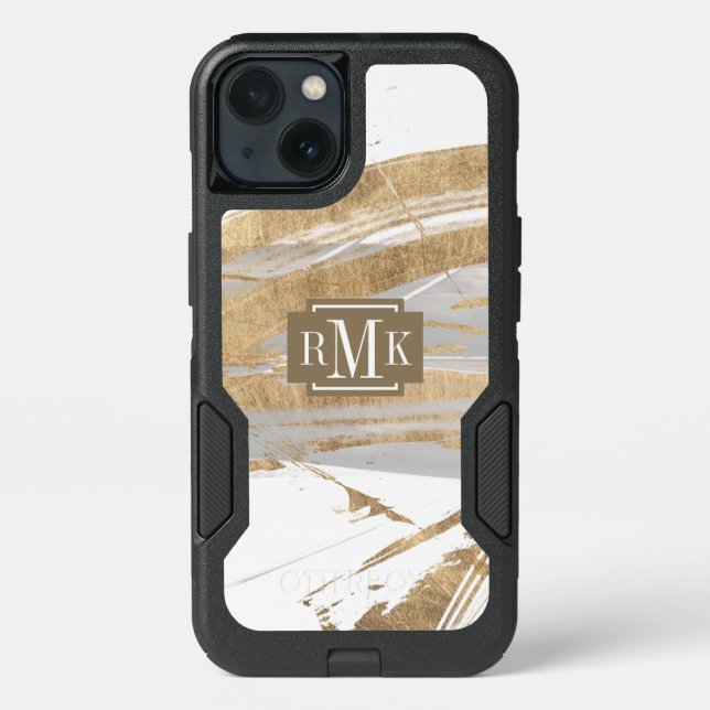 Monogram | Gold & Grey Otterbox iPhone Case (Back)