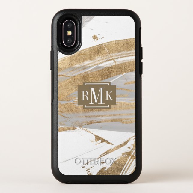 Monogram | Gold & Grey Otterbox iPhone Case (Back)