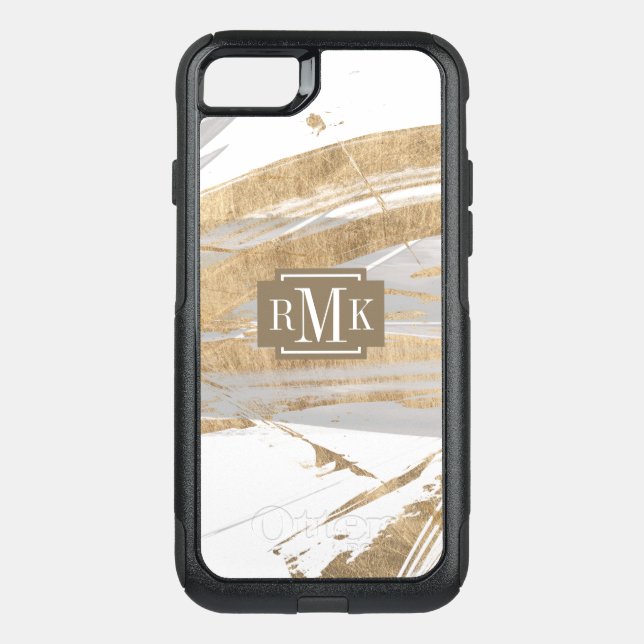 Monogram | Gold & Grey Otterbox iPhone Case (Back)