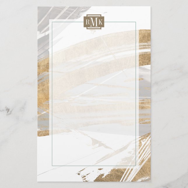 Monogram | Gold & Grey Stationery (Front)