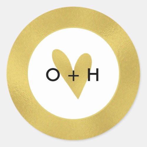 Monogram Gold Heart Favor Sticker