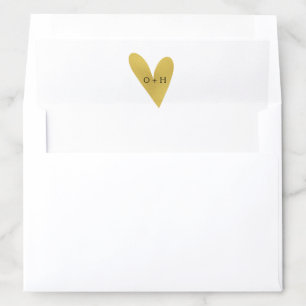Monogram Gold Heart White Envelope Liner