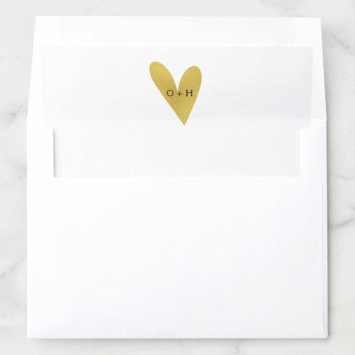 Monogram Gold Heart  White Envelope Liner