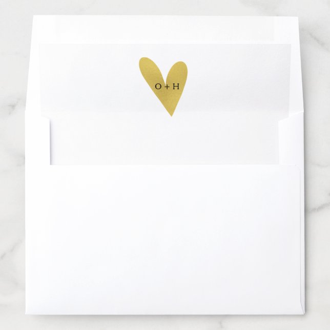 Monogram Gold Heart | White Envelope Liner (In Envelope)
