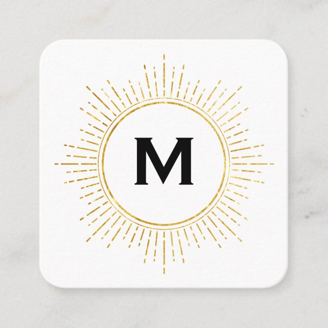 Monogram / Gold Illuminated Square Business Card (Front)