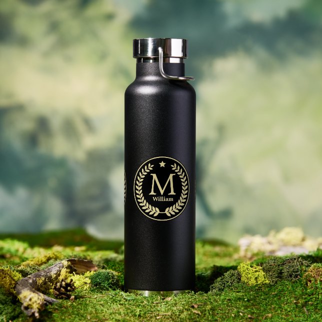 Monogram Gold Laurel Leaf Star Water Bottle (Outdoor)