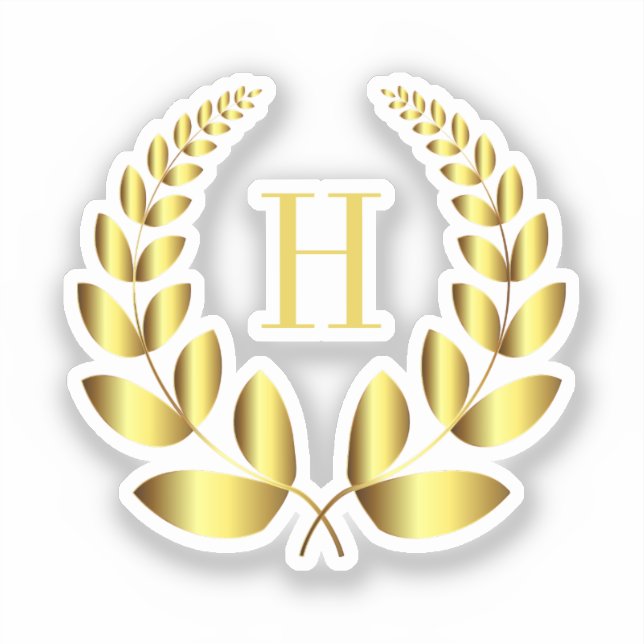 Monogram Gold Laurel Sticker (Front)