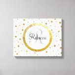 Monogram Gold Leaf Print Silver Confetti