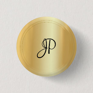 Monogram Gold Look Elegant Modern Template Button