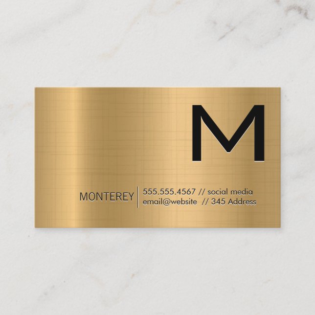 Monogram | Gold Metallic Background Business Card (Front)