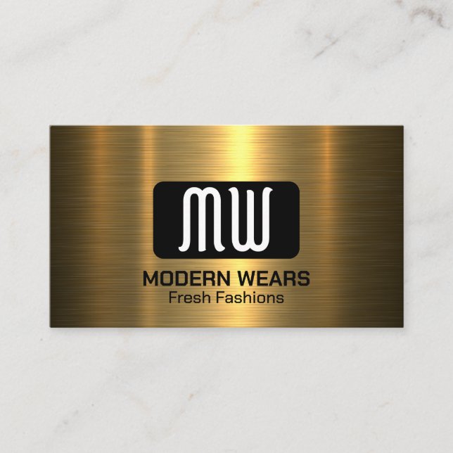 Monogram | Gold Metallic Business Card (Front)