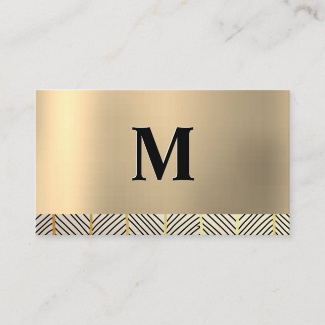 Monogram Gold Metallic Pattern Business Card (Front)