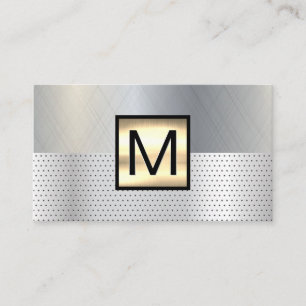 Monogram Gold Metallic Perforated Background Business Card