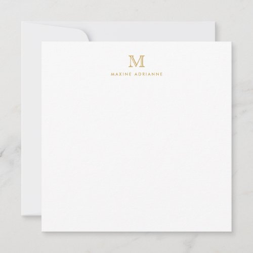 Monogram Gold Minimalist Classic Formal Elegant Note Card