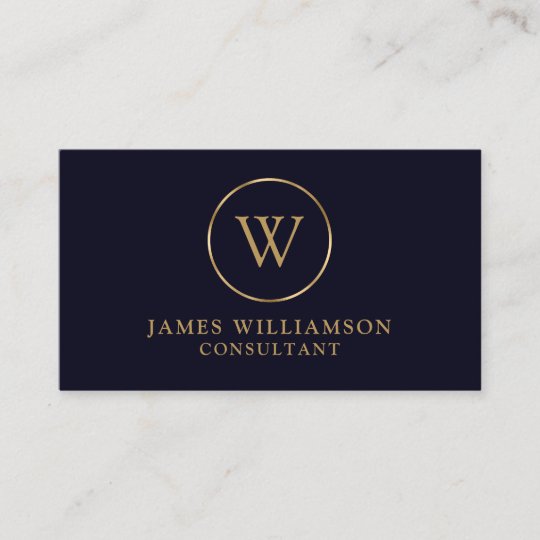 Monogram Gold Navy Business Card | Zazzle.com