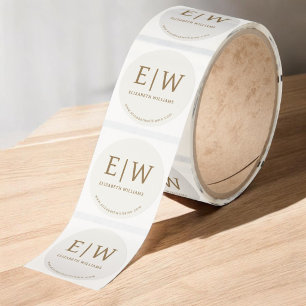 Monogram Gold Neutral Branded Business Company  Classic Round Sticker