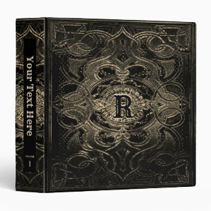 Monogram Gold Ornamental Vintage Ancient 3 Ring Binder