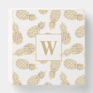 Monogram Gold Pineapple Wooden Box Sign