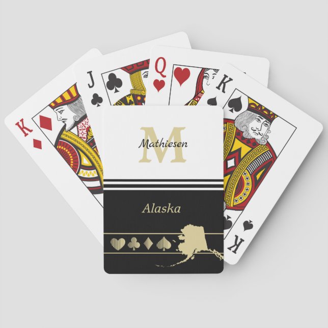Monogram Gold Silhouette Alaska Poker Cards (Back)
