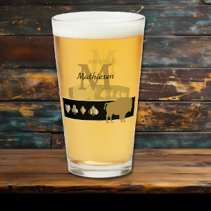 Monogram Gold Silhouette Bison Glass