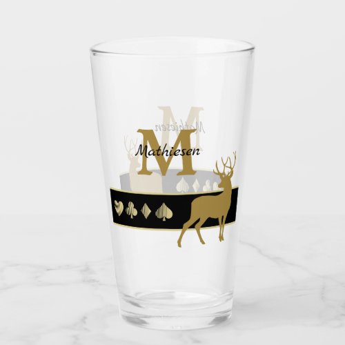 Monogram Gold Silhouette Buck Deer Glass
