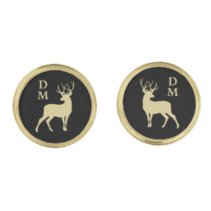 Monogram Gold Silhouette Deer Cufflinks