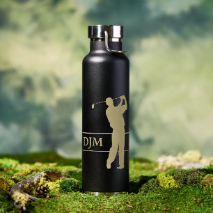 Monogram Gold Silhouette Golfer Water Bottle