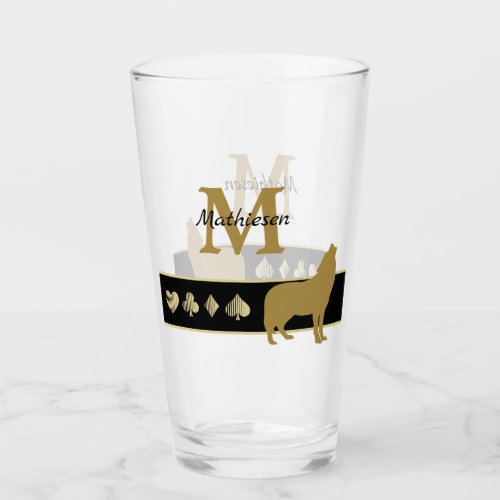 Monogram Gold Silhouette Howling Wolf Glass