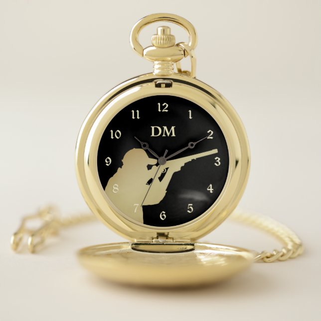 Monogram Gold Silhouette Hunter Pocket Watch (Inside)