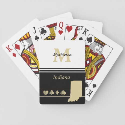 Monogram Gold Silhouette Indiana Poker Cards