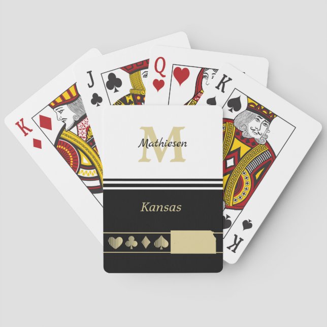 Monogram Gold Silhouette Kansas Poker Cards (Back)
