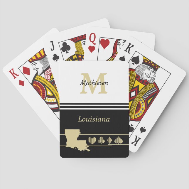 Monogram Gold Silhouette Louisiana Poker Cards (Back)