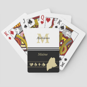 Monogram Gold Silhouette Maine Poker Cards
