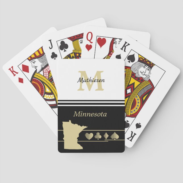 Monogram Gold Silhouette Minnesota Poker Cards (Back)