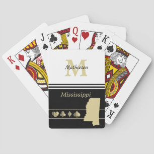 Monogram Gold Silhouette Mississippi Poker Cards