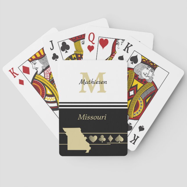 Monogram Gold Silhouette Missouri Poker Cards (Back)