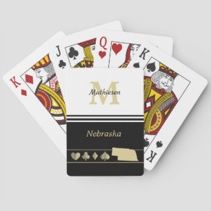 Monogram Gold Silhouette Nebraska Poker Cards