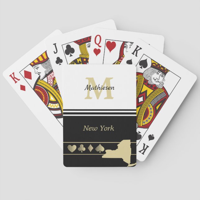 Monogram Gold Silhouette New York Poker Cards (Back)