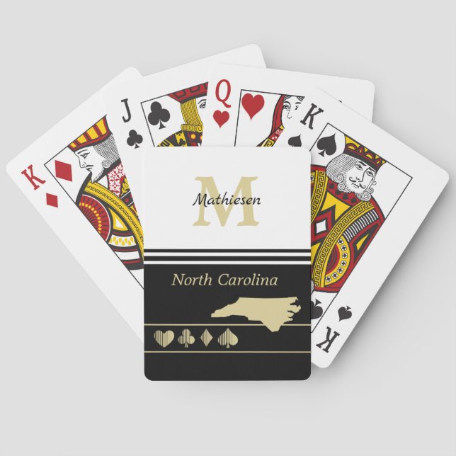 Monogram Gold Silhouette North Carolina Poker Cards (Back)