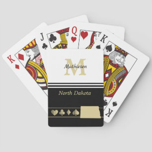 Monogram Gold Silhouette North Dakota Poker Cards